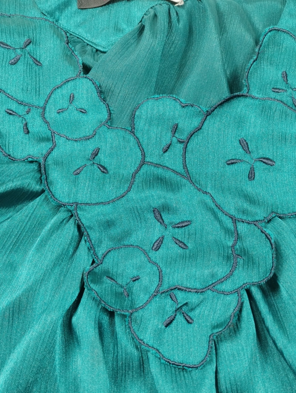 Lux Teal Satin Camisole with V-Neck, Front And Back Size Small - Picture 3 of 10
